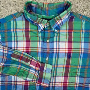Ralph Lauren Button Up Shirt Cotton Size Large Classic Fit Multi Colorful Plaid